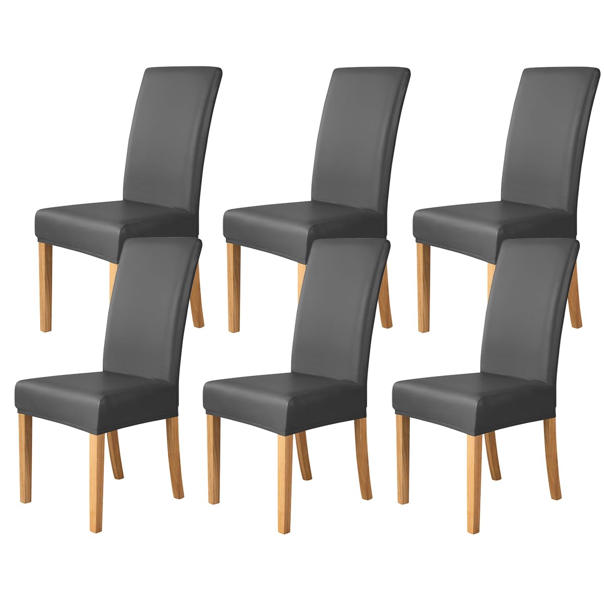Set of 6 Black Pu Leather Dining Chair Cover A102