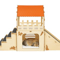 Extra Large Wooden Rabbit Hideout with Fleece Mats J8403