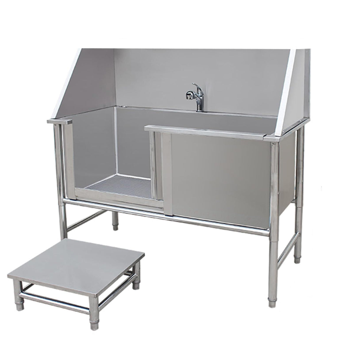 Stainless Steel Dog Washing Station Tub with Sliding Door and Telescopic Faucet I882