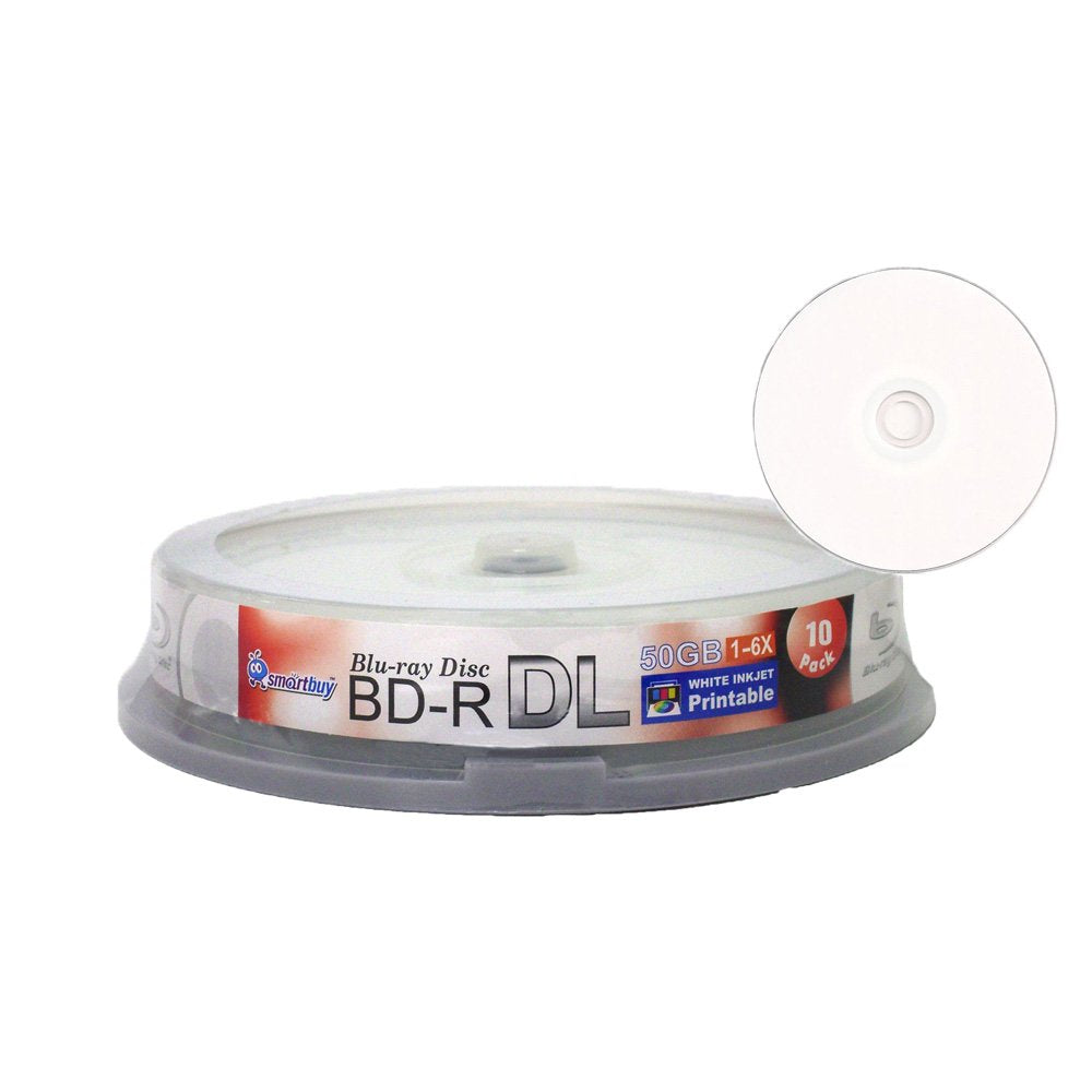 50gb 6X Blu-ray Bd-r Dl White Inkjet Hub Printable Disc (10-Disc) Q254173