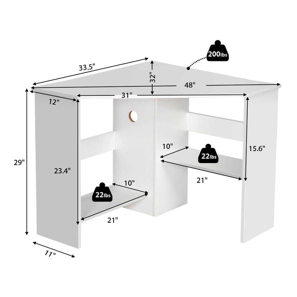 White Compact Corner Desk S76106