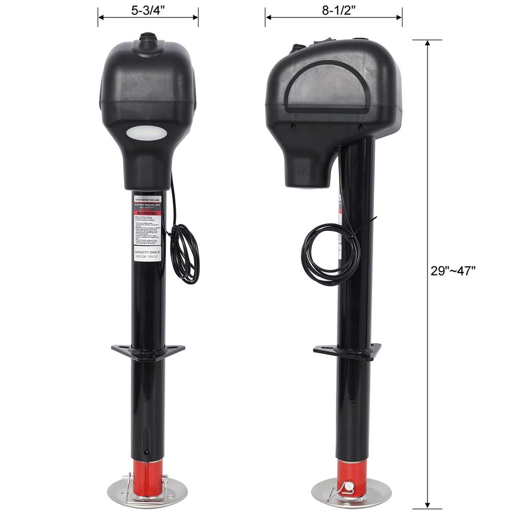 3500 lbs 12V Electric Trailer Jack with 18" Drop Leg X102