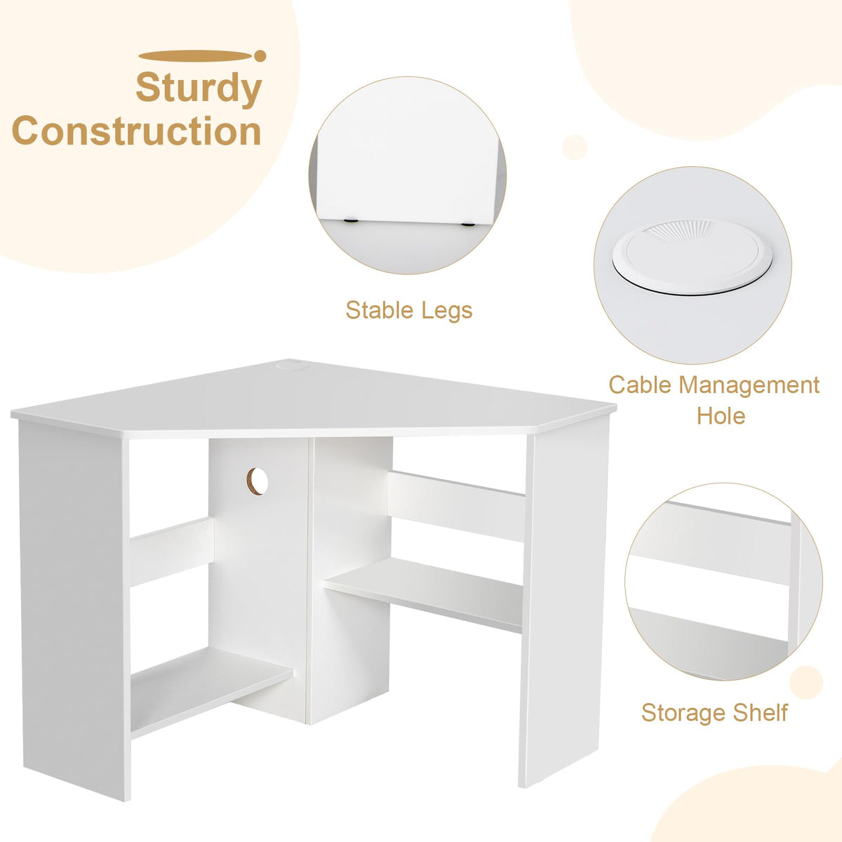 White Compact Corner Desk S76106