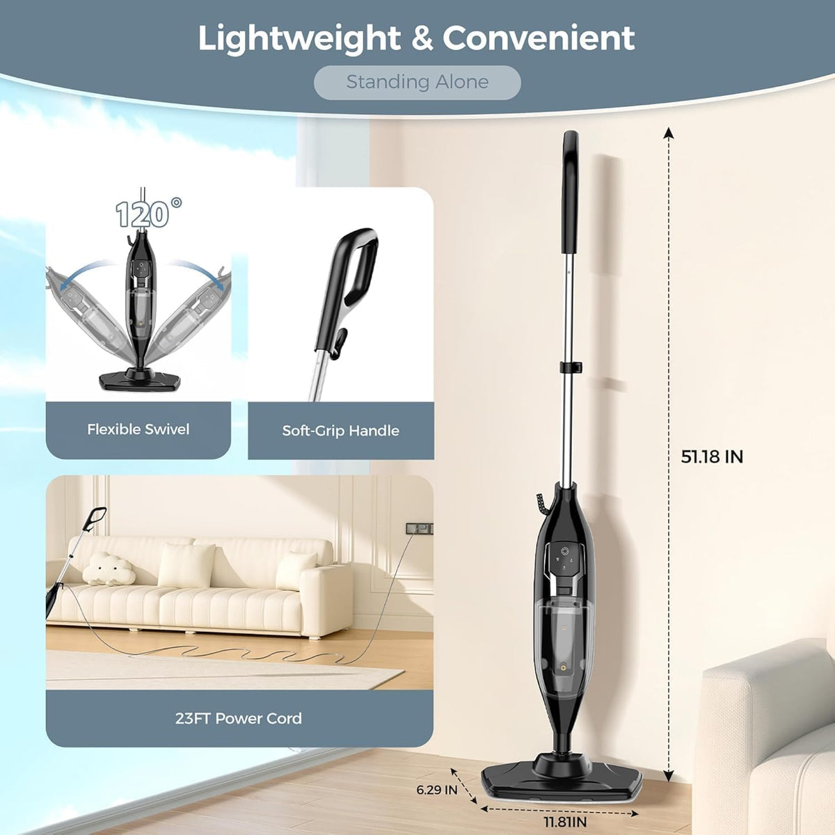 12-in-1 Handheld Steam Mop with 565ML Removable Tank Z441132