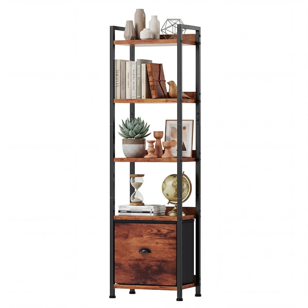 5 Tier Bookshelf with Fabric Drawer O995