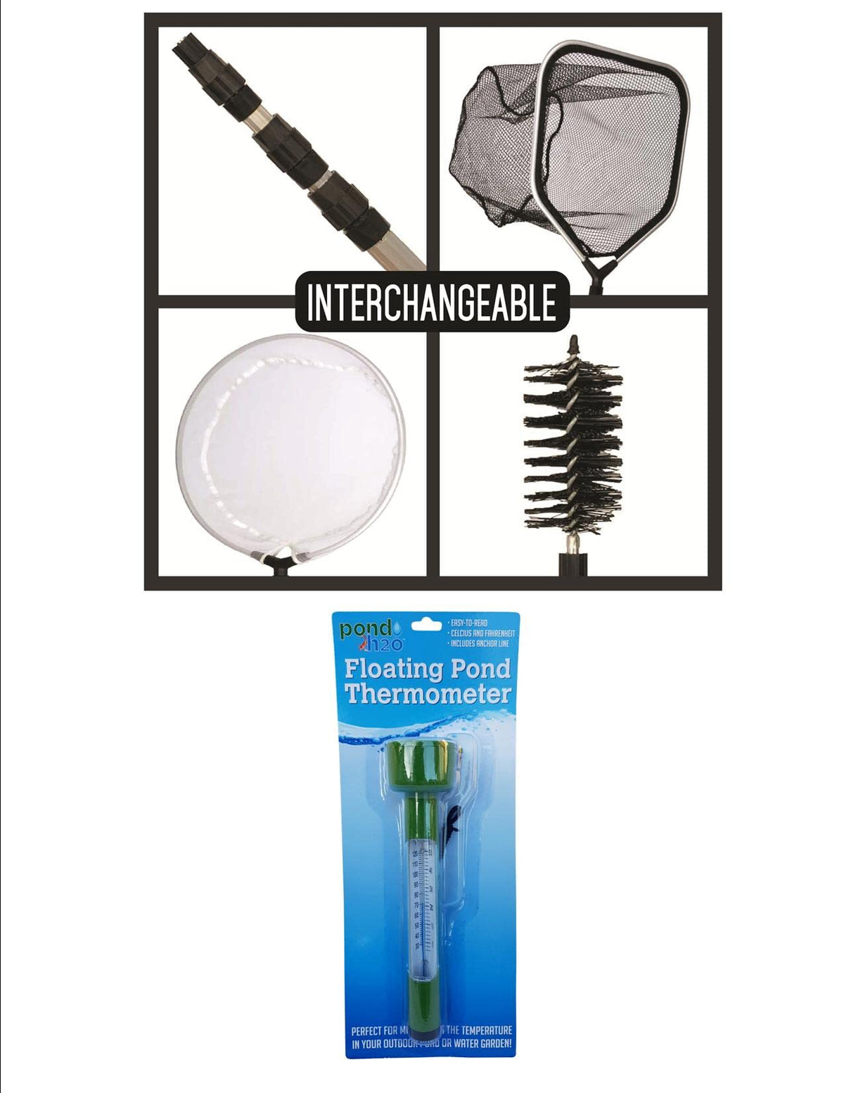 Floating Pond Thermometer & 4-in-1 Pond Cleaning Care Kit E451