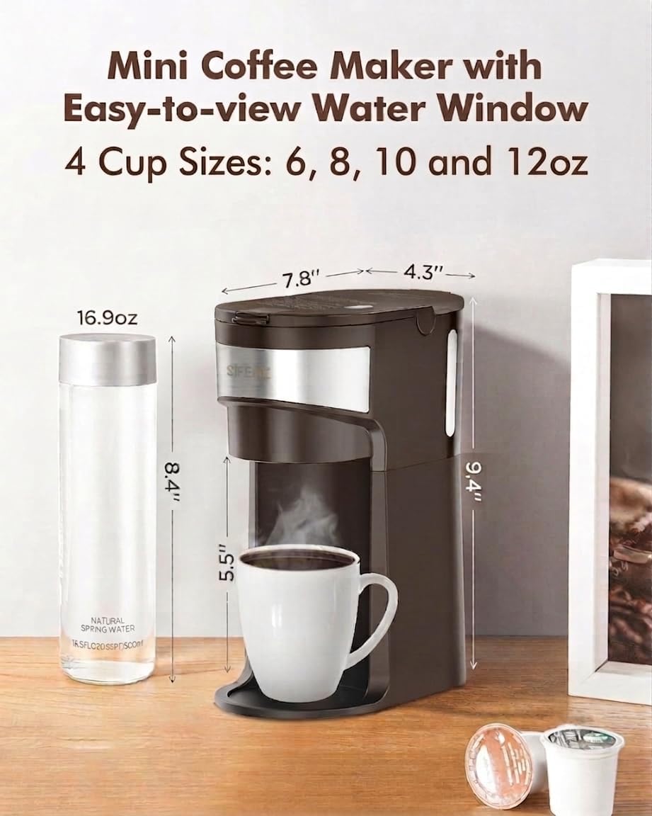 Single Serve Coffee Maker, K-Cup & Ground, Mini, BPA Free, Black U9154