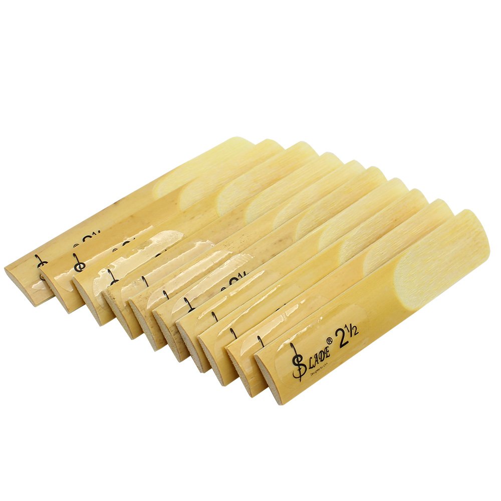 10 Pack Eb Alto Saxophone Reeds 2.5 Strength Bamboo Woodwind Reeds with Storage Case K722480