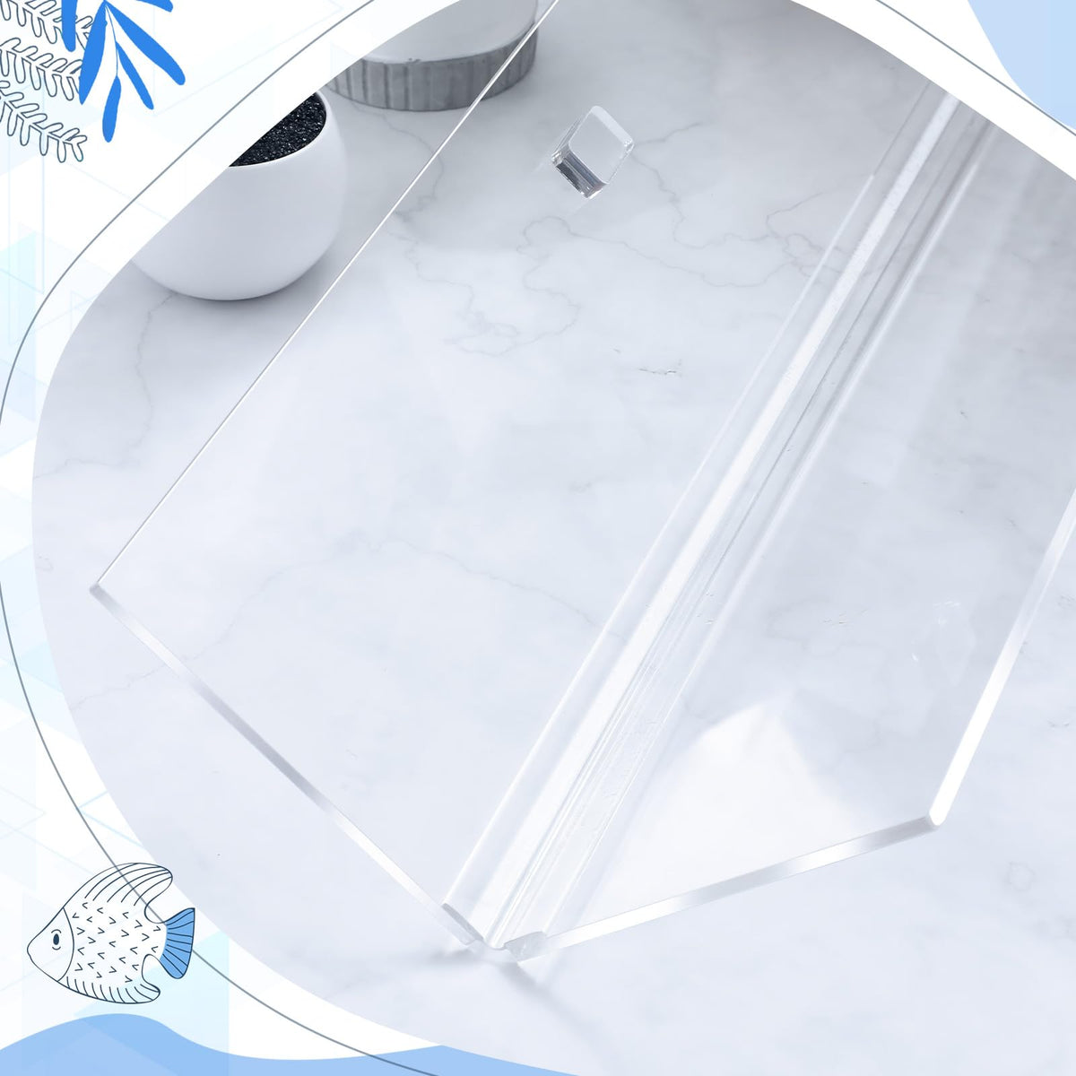 Clear Acrylic Aquarium Canopy Set 19.37 x 9.37 x 0.28 Inch L121