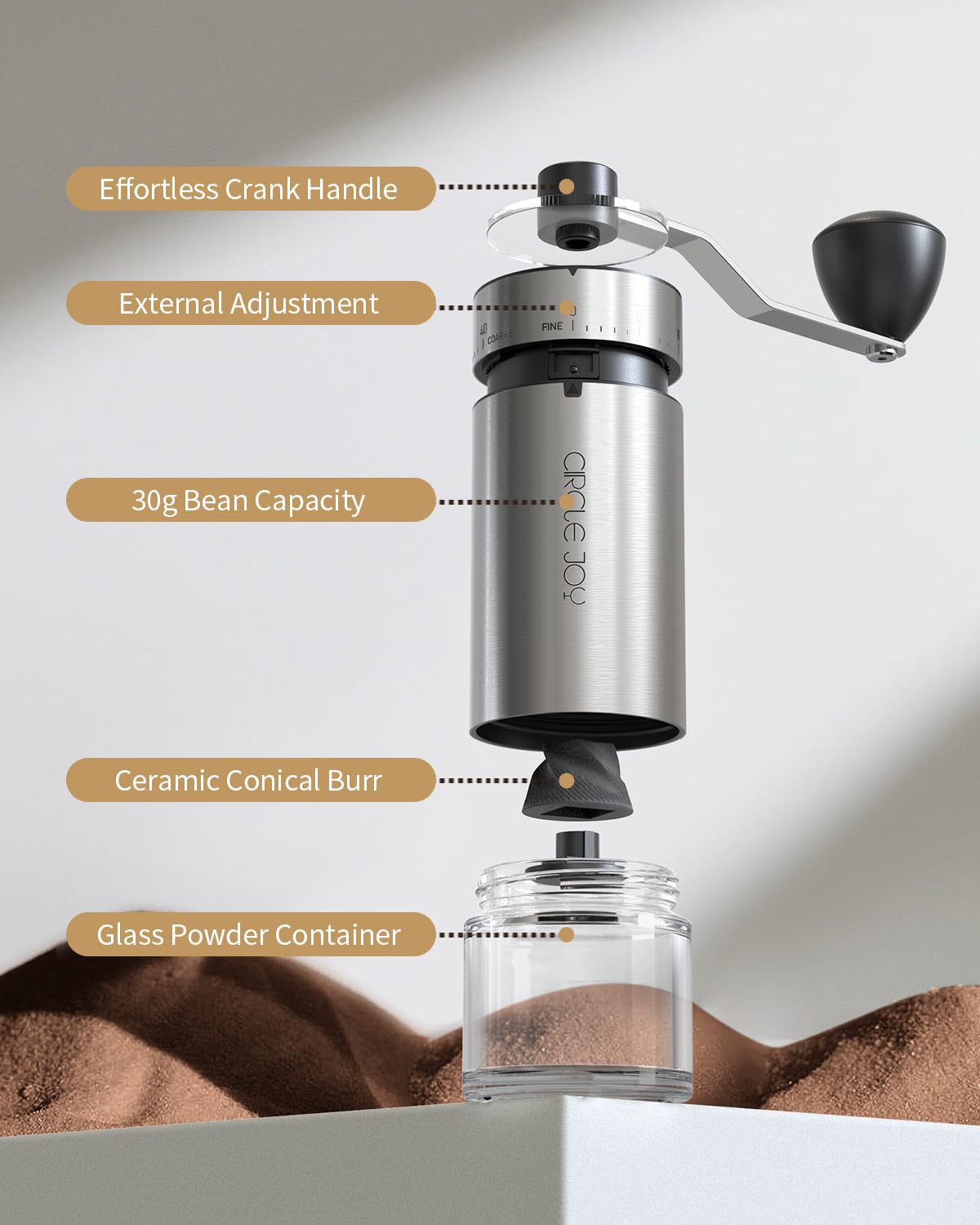 Manual Coffee Grinder with Ceramic Conical Burr Y6798