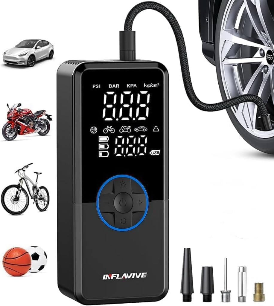Portable Cordless Tire Inflator Air Compressor with Digital Gauge B479252