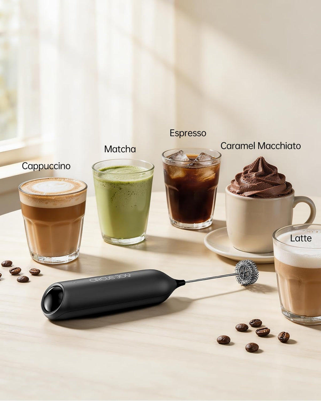 Rechargeable Handheld Milk Frother with Stand M596885