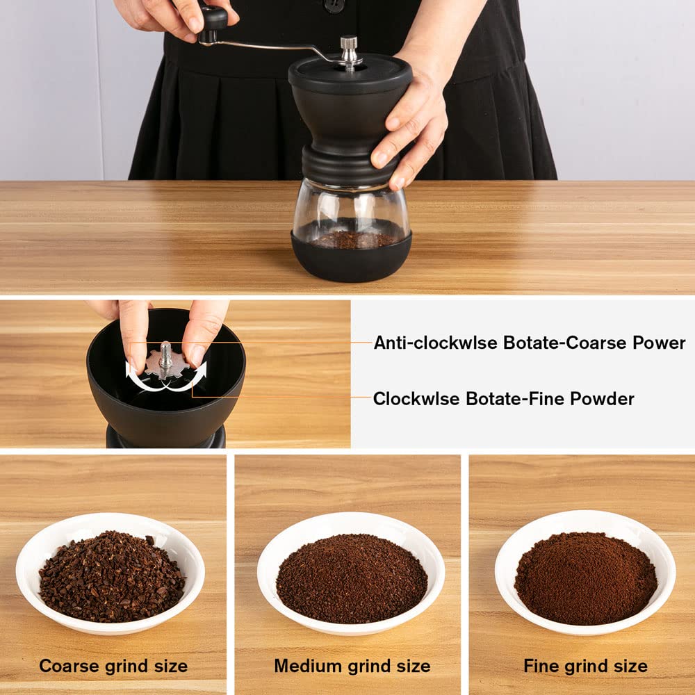 Manual Coffee Grinder 48 Adjustable Settings 80g Conical Burr 2 Jars O1052
