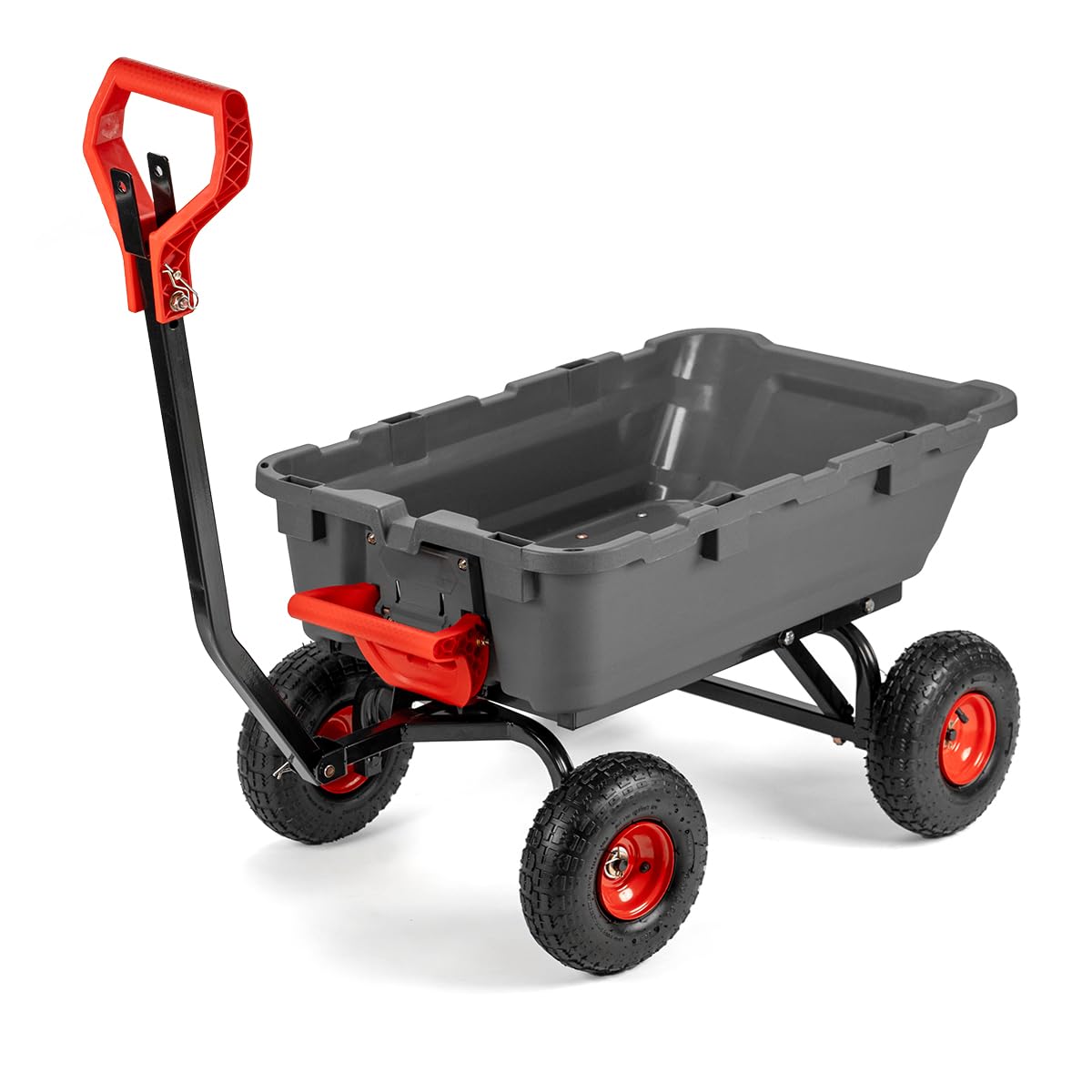 Heavy Duty 2-in-1 Convertible Handle Garden Dump Cart 800-Pound 10" Pneumatic Tires E471182