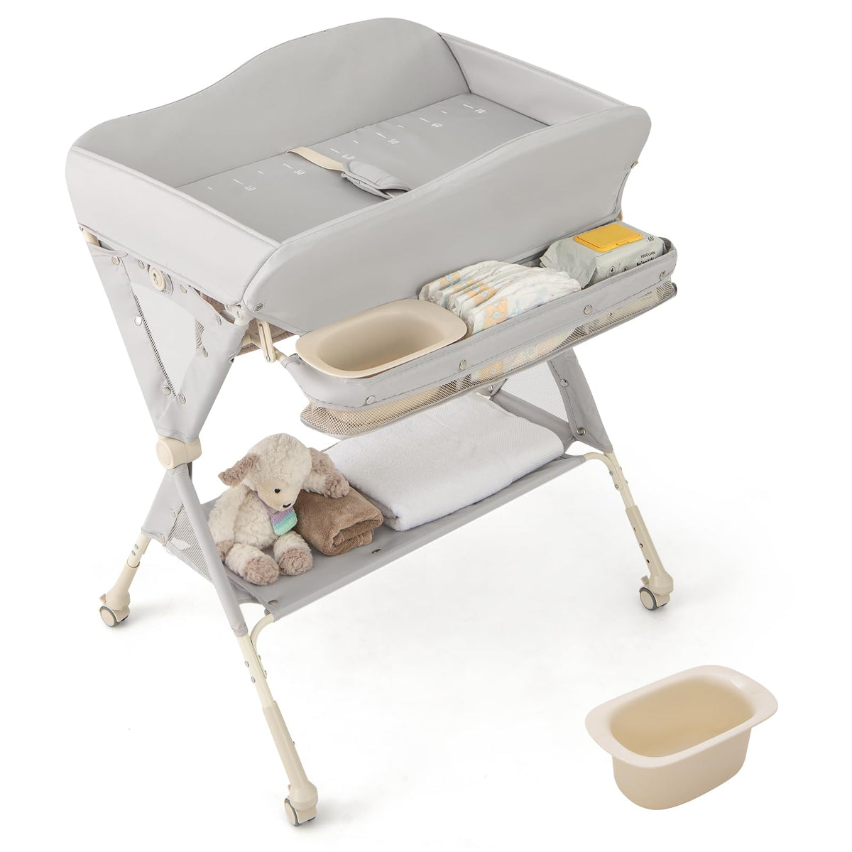Portable Foldable Baby Changing Table with Wheels K204712