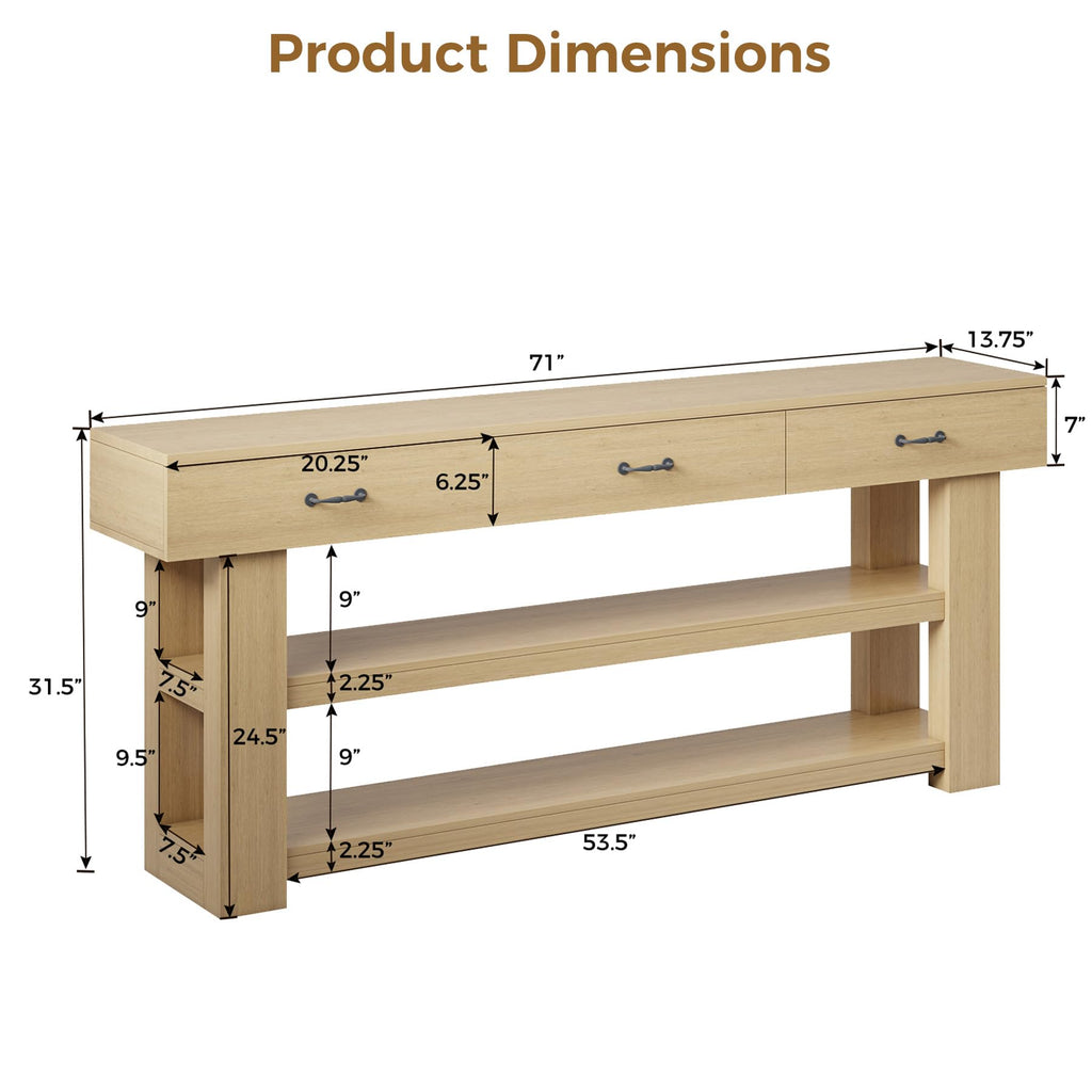 Oak Console Table with Drawers S903787