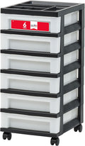 6 Drawer Rolling Storage Cart with Organizer Top, Black W176