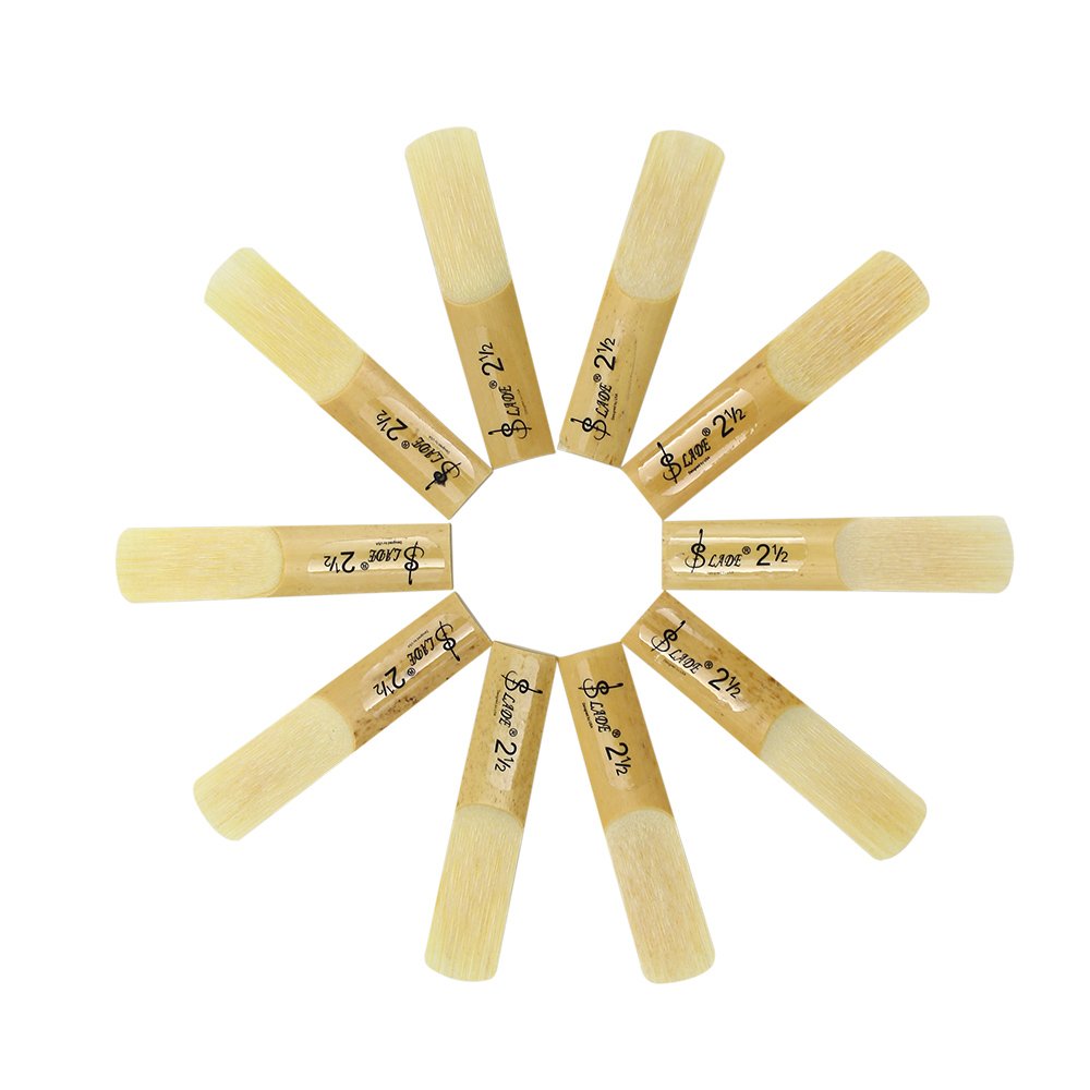 10 Pack Eb Alto Saxophone Reeds 2.5 Strength Bamboo Woodwind Reeds with Storage Case K722480