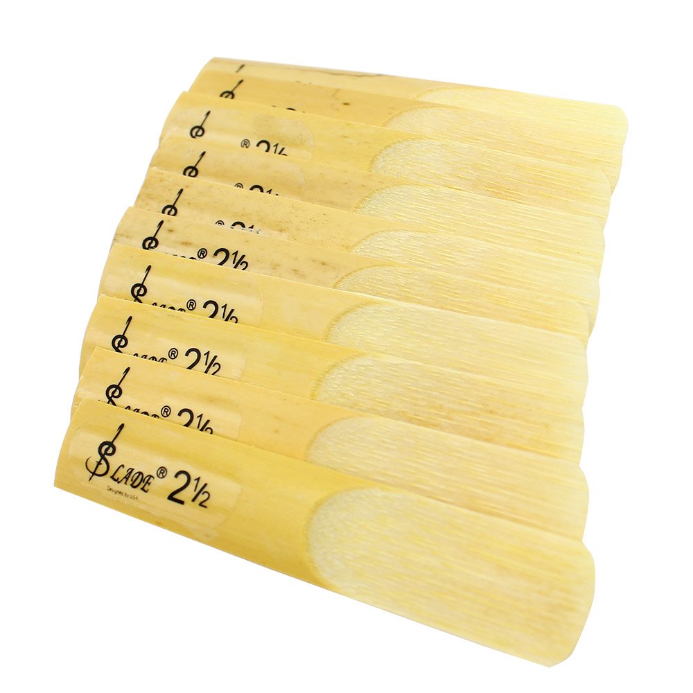 10 Pack Eb Alto Saxophone Reeds 2.5 Strength Bamboo Woodwind Reeds with Storage Case K722480