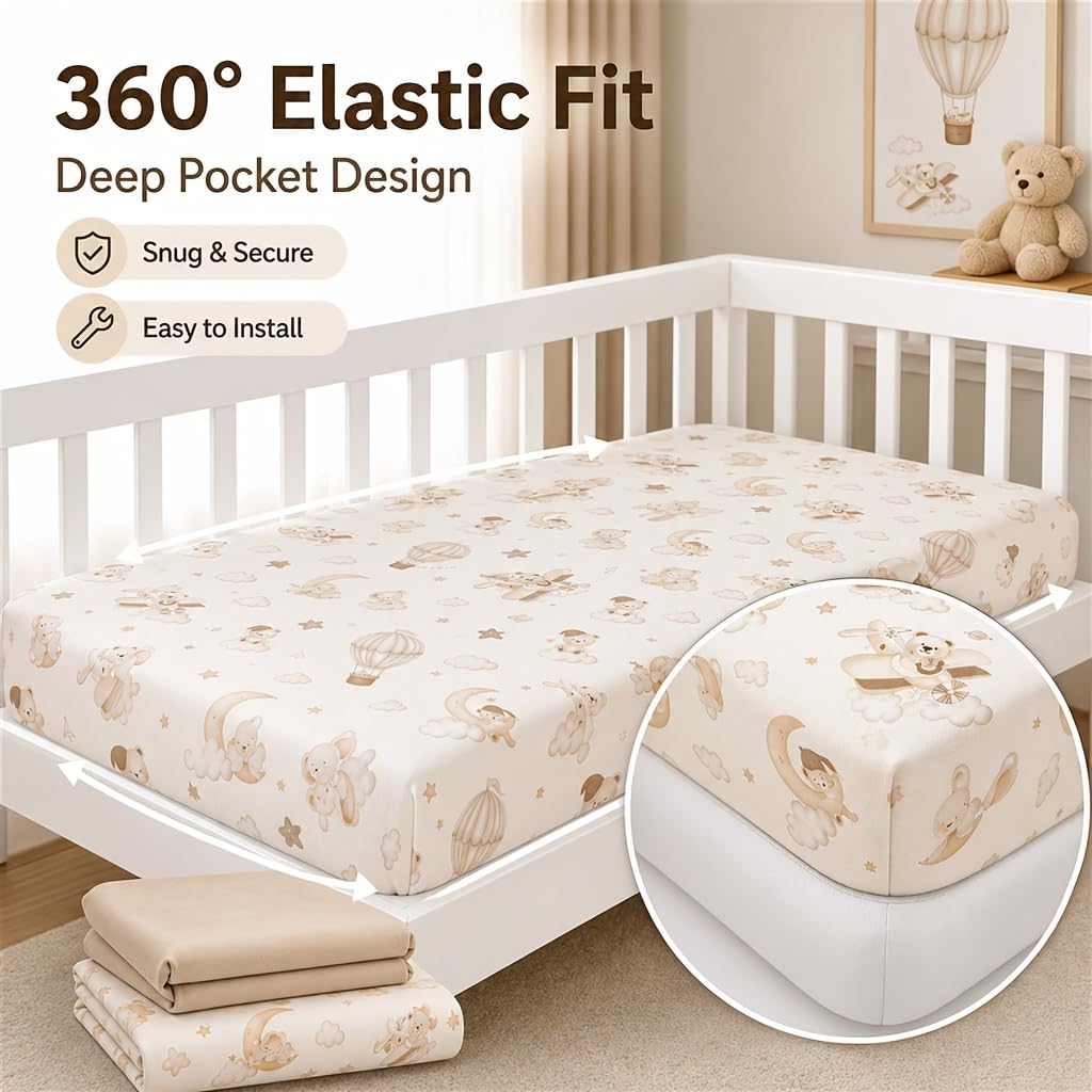 3-Pack Baby Crib Fitted Sheet Set 52 X 28 Inches X754819