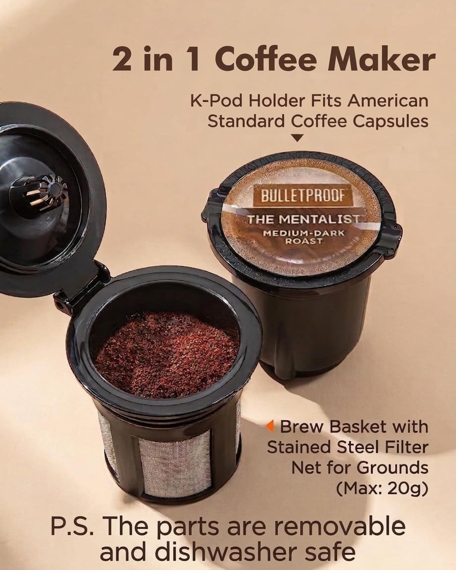 Single Serve Coffee Maker, K-Cup & Ground, Mini, BPA Free, Black U9154