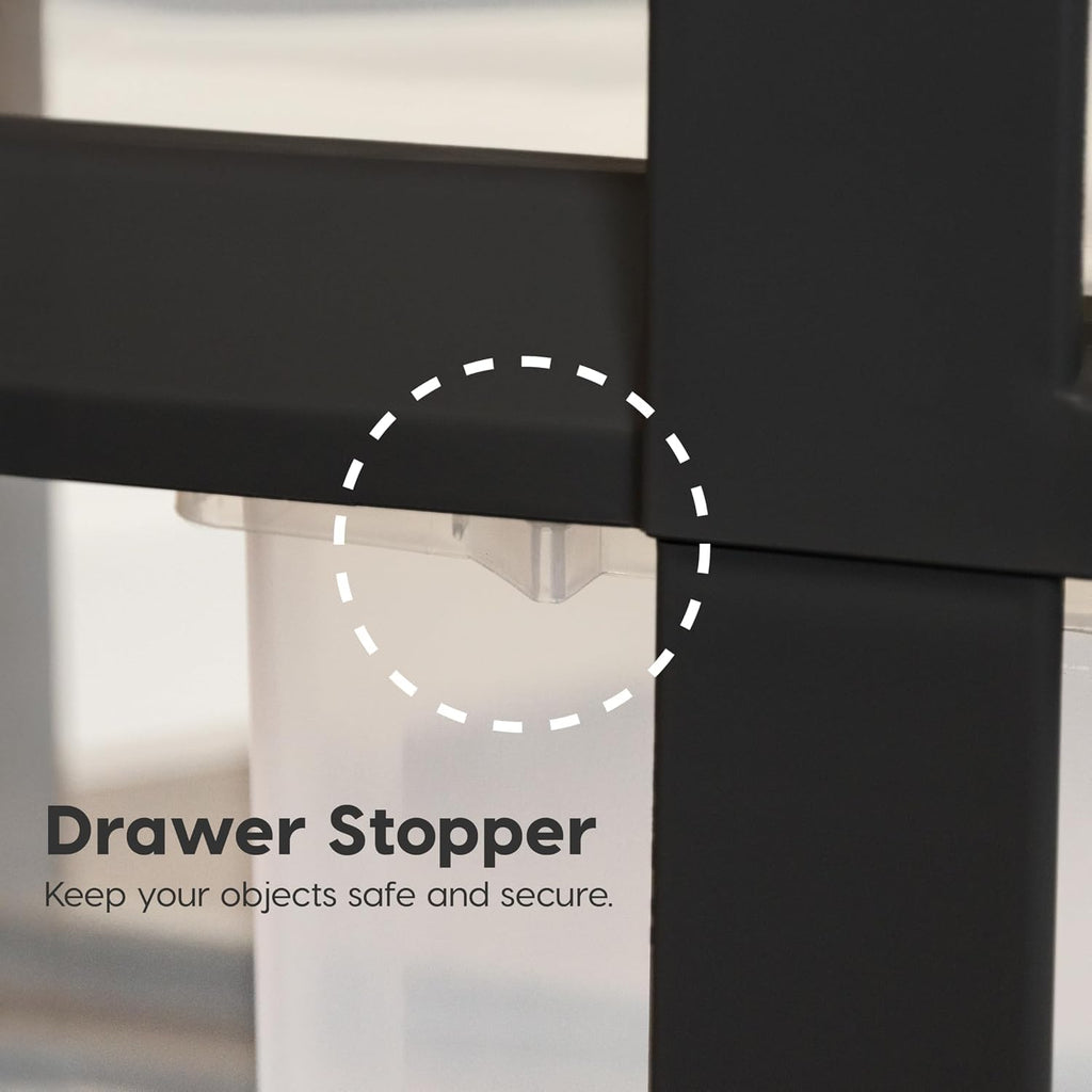 6 Drawer Rolling Storage Cart with Organizer Top, Black W176