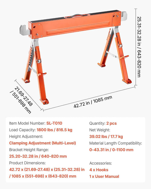 2-Pack Adjustable Folding Saw Horses Z3813