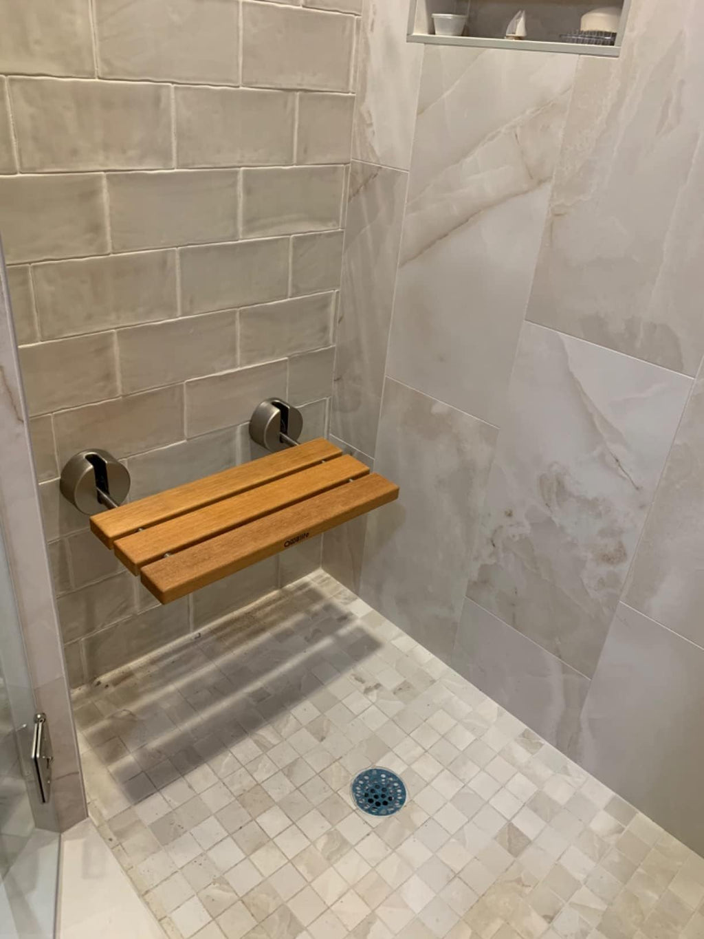 20" Teak Folding Shower Seat Wall Mount W722345