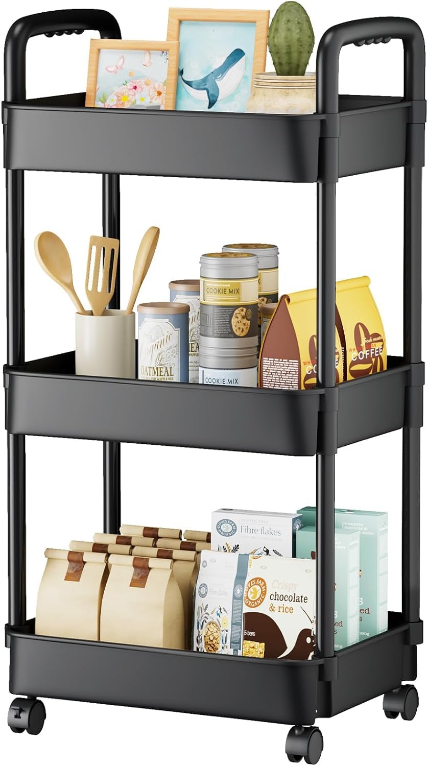 Black 3 Tier Rolling Cart X635948