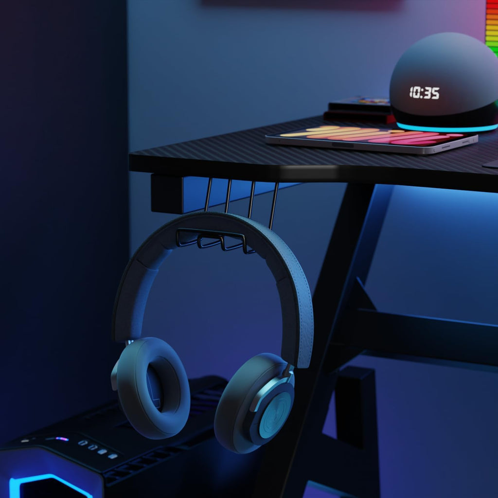 47 Inch Carbon Fiber Gaming Desk with Cup Holder and Headphone Hook G343327