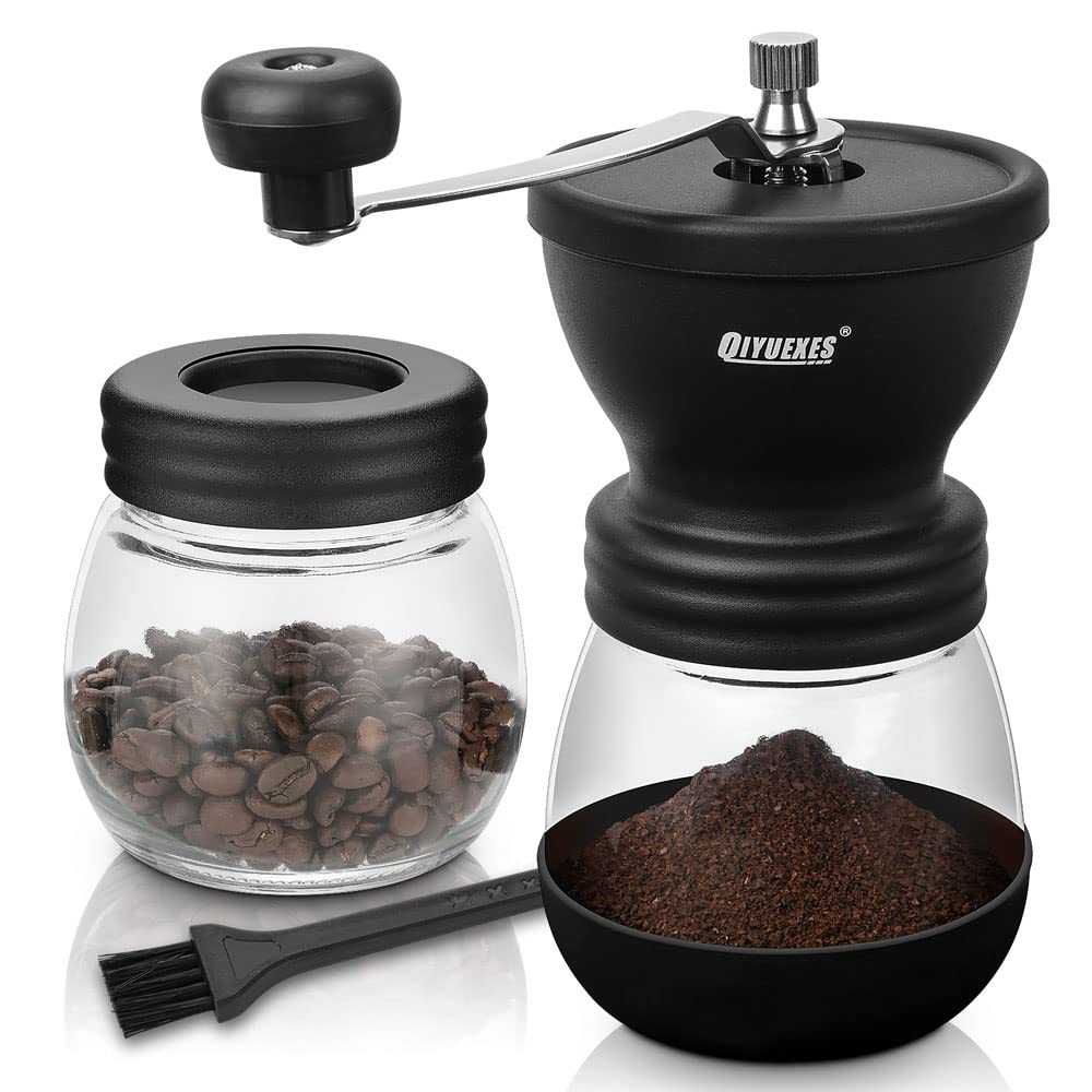 Manual Coffee Grinder 48 Adjustable Settings 80g Conical Burr 2 Jars O1052