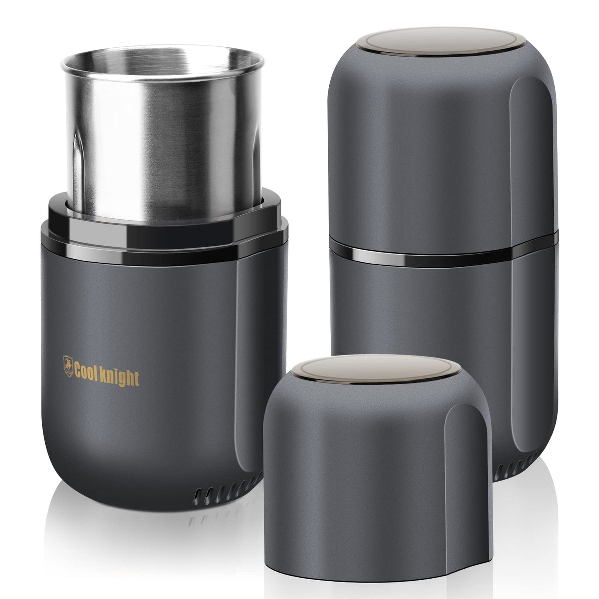Electric Herb Grinder with Pollen Catcher 7.5" Grey M705