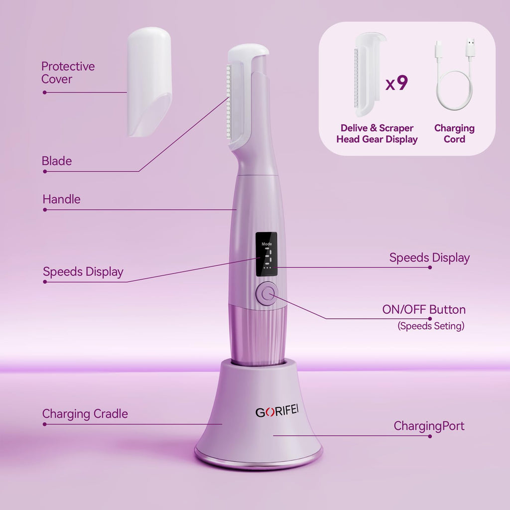 Purple Rechargeable Facial Razor with 8 Blades U58364