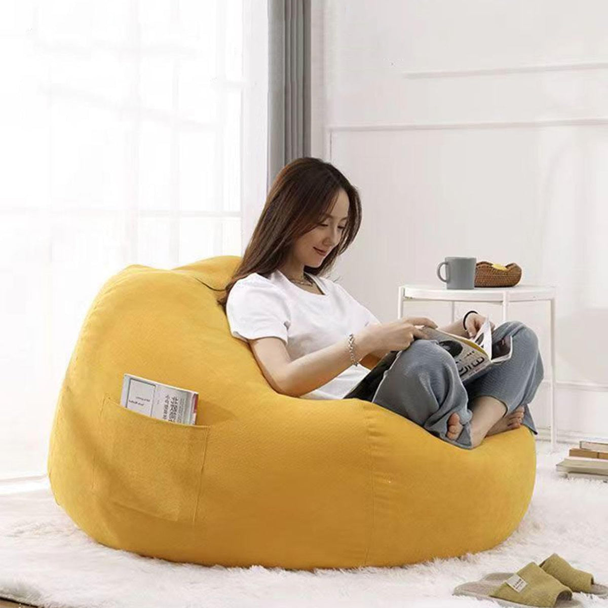 Yellow Large Bean Bag Chair Cover C4443