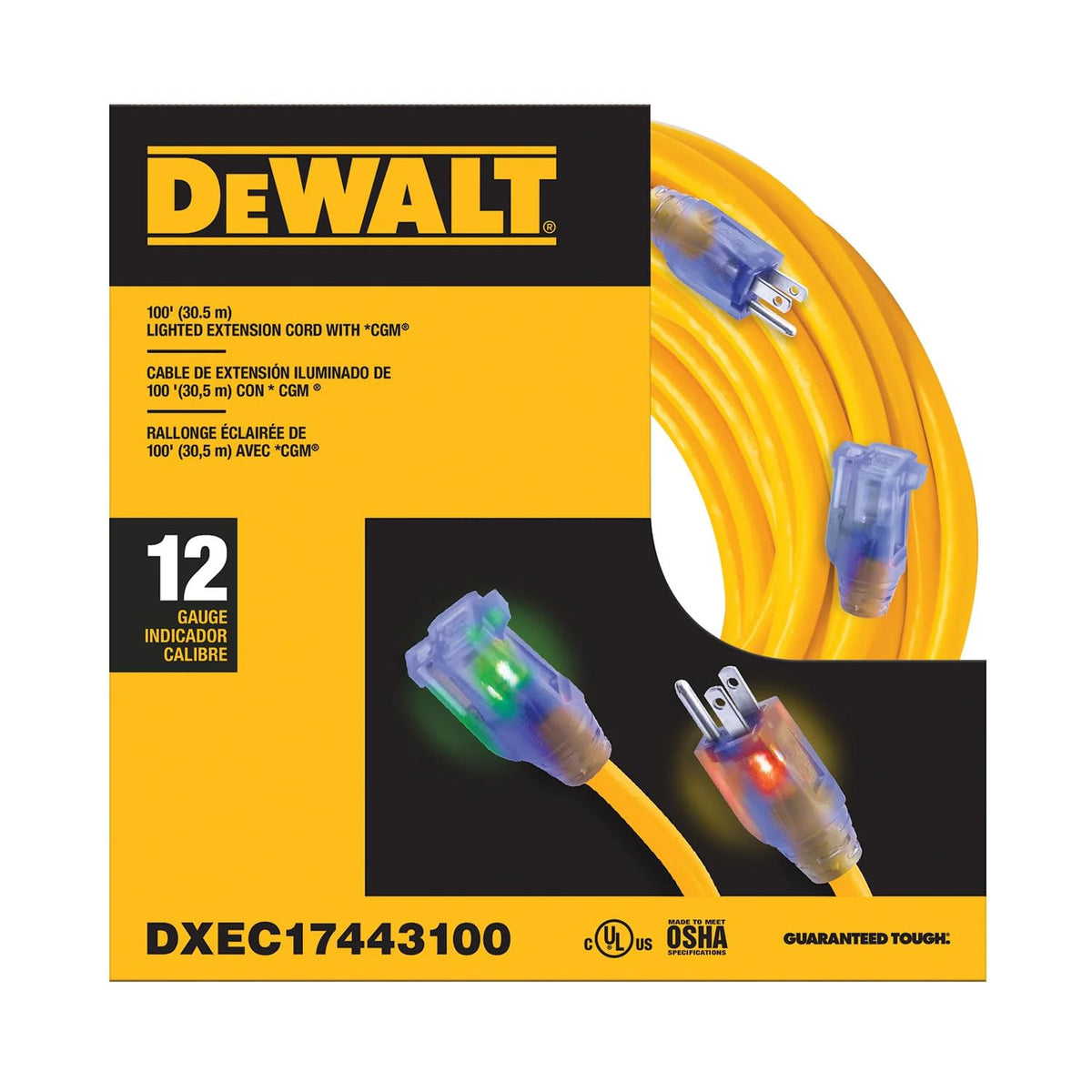 100 Foot 12/3 SJTW Lighted Extension Cord I913833
