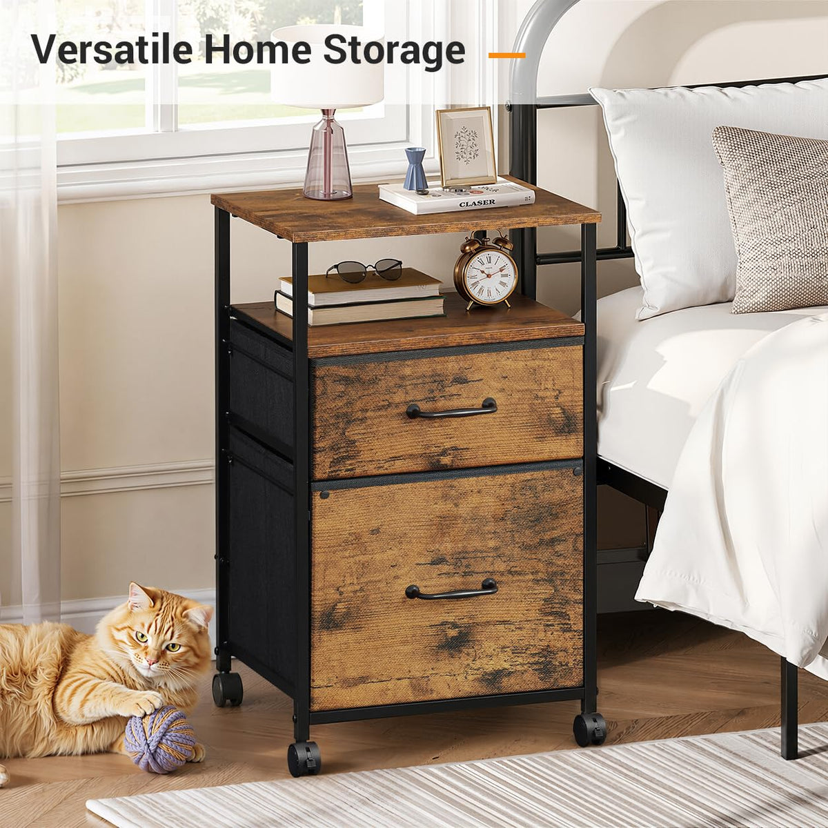 2 Drawer Mobile Fabric File Cabinet C467