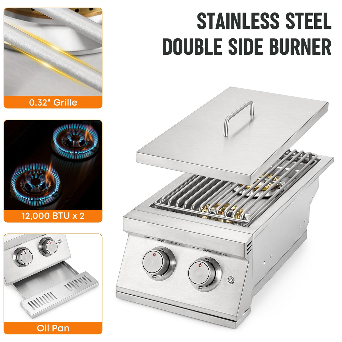 24,000BTU Liquid Propane Double Side Burner V624