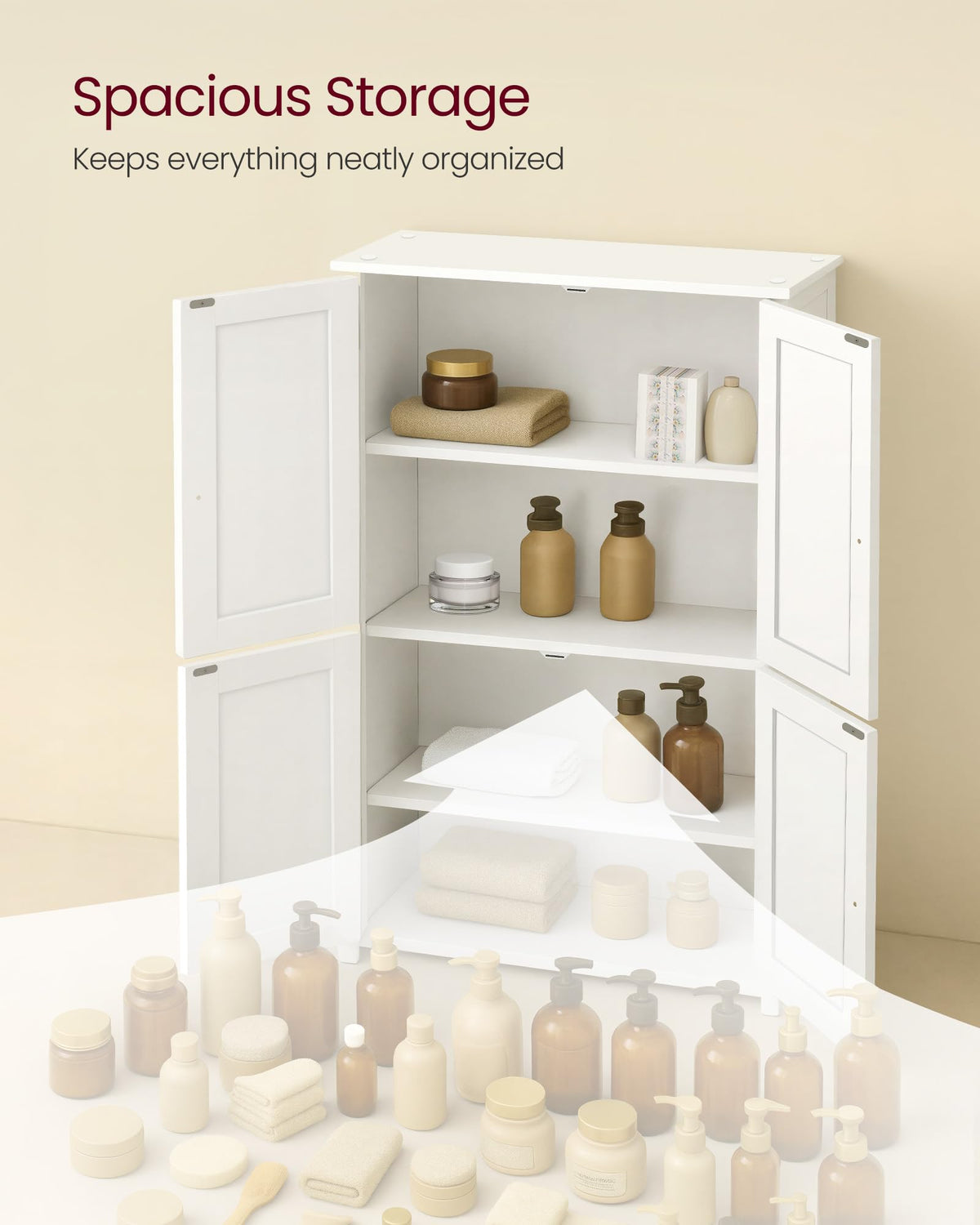 Floor Storage Cabinet with 2 Adjustable Shelves and 4 Doors V649