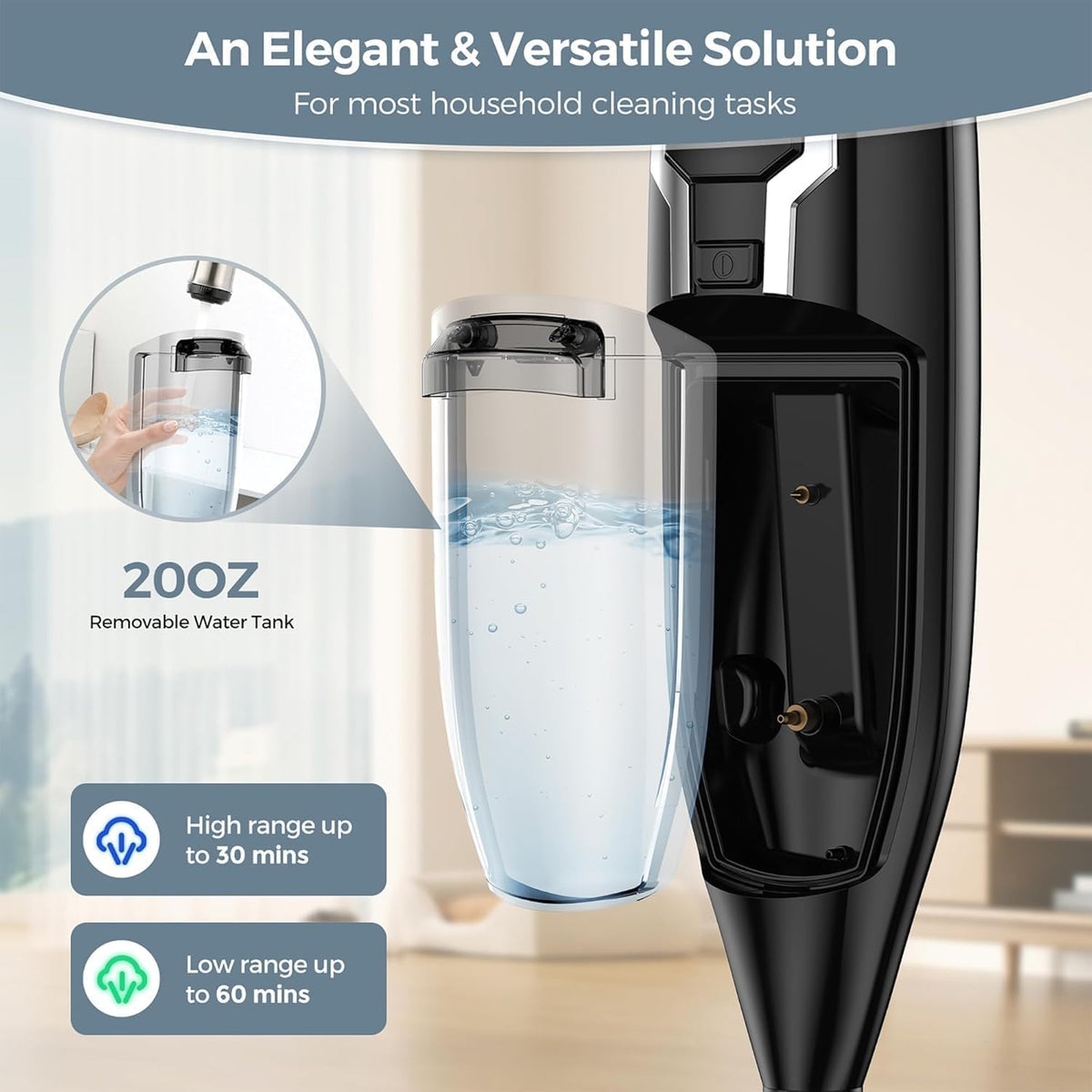 12-in-1 Handheld Steam Mop with 565ML Removable Tank Z441132