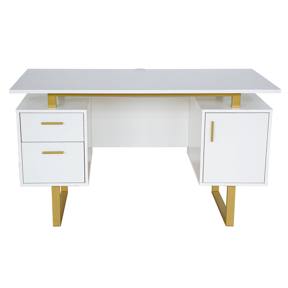 51"W Computer Desk with 2 Drawers & Storage Cabinet Z949574