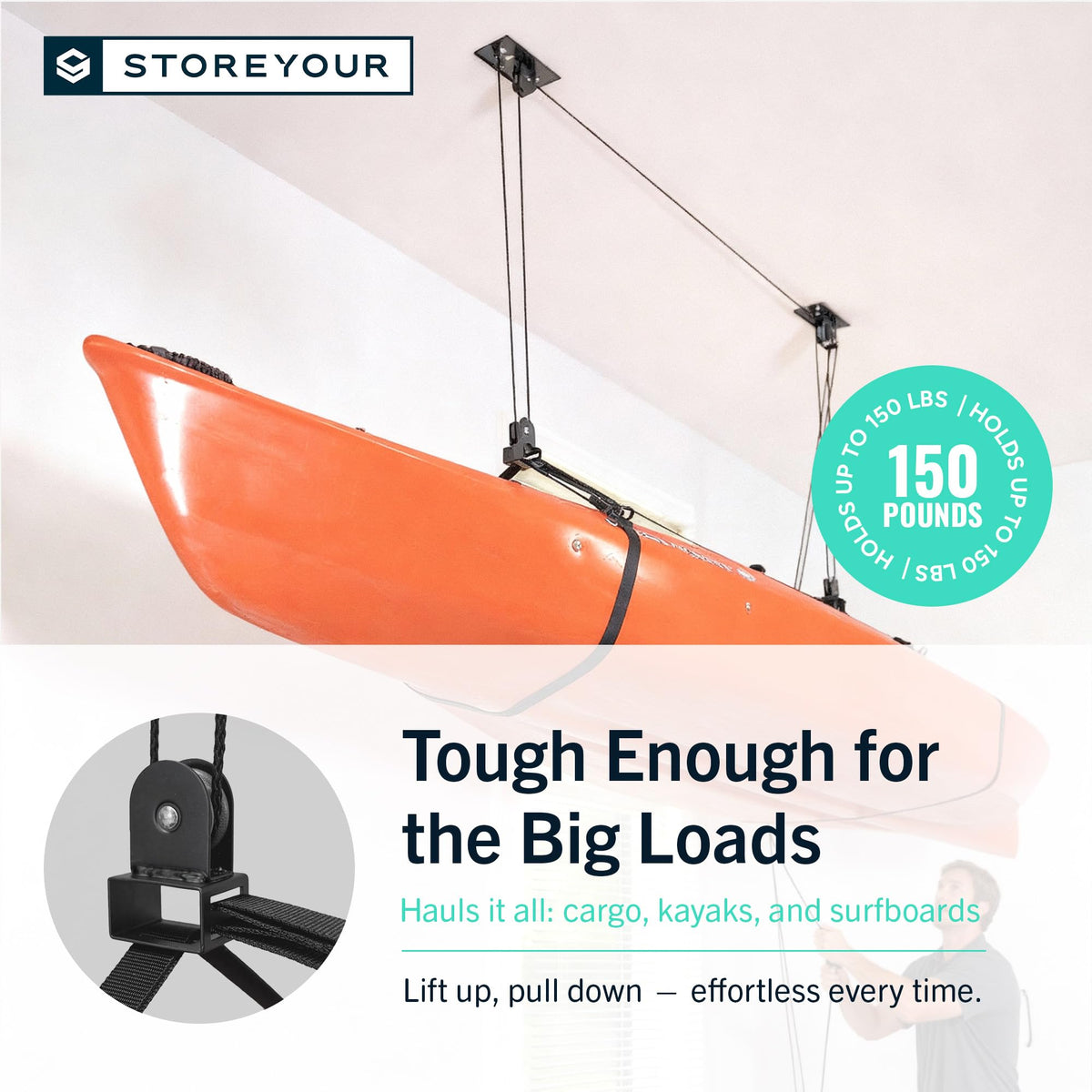 Kayak and Canoe Ceiling Hoist Storage Rack A755408