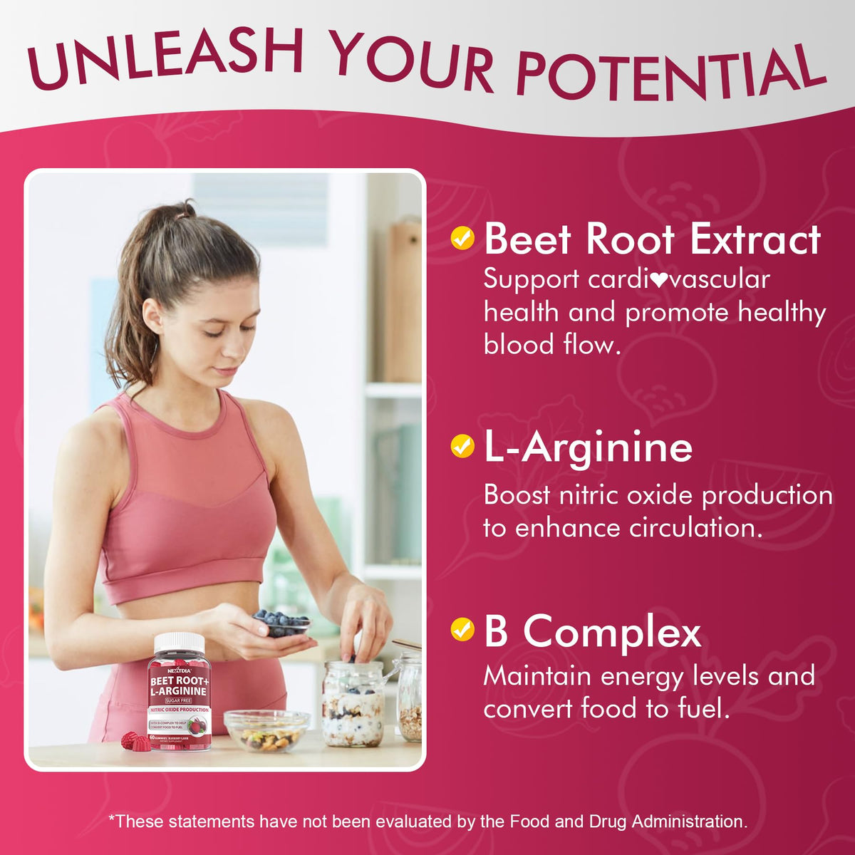Beet Root Gummies 1200mg with L-Arginine and B Vitamins E925