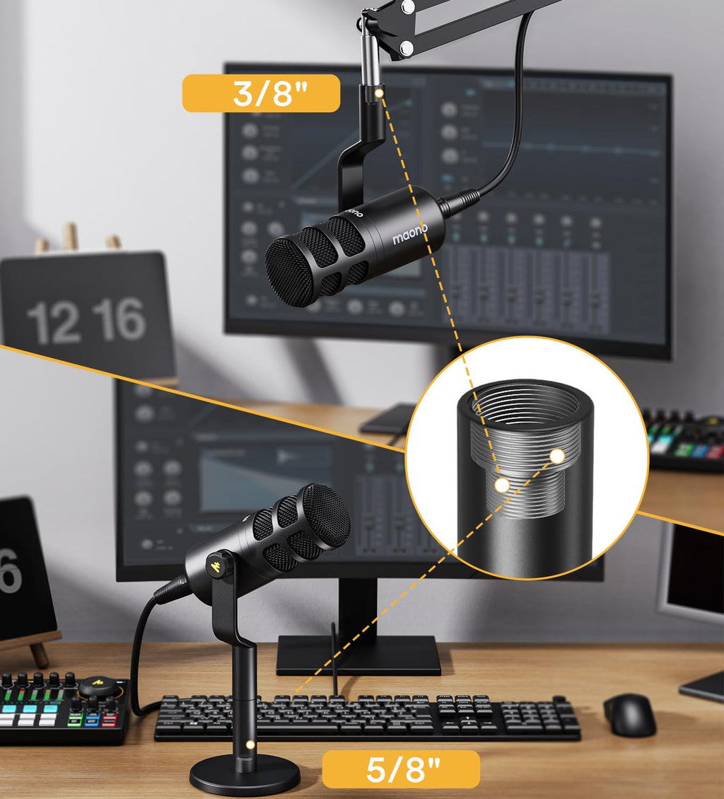 XLR Podcast Microphone, Cardioid Dynamic Metal Desk Mic N197