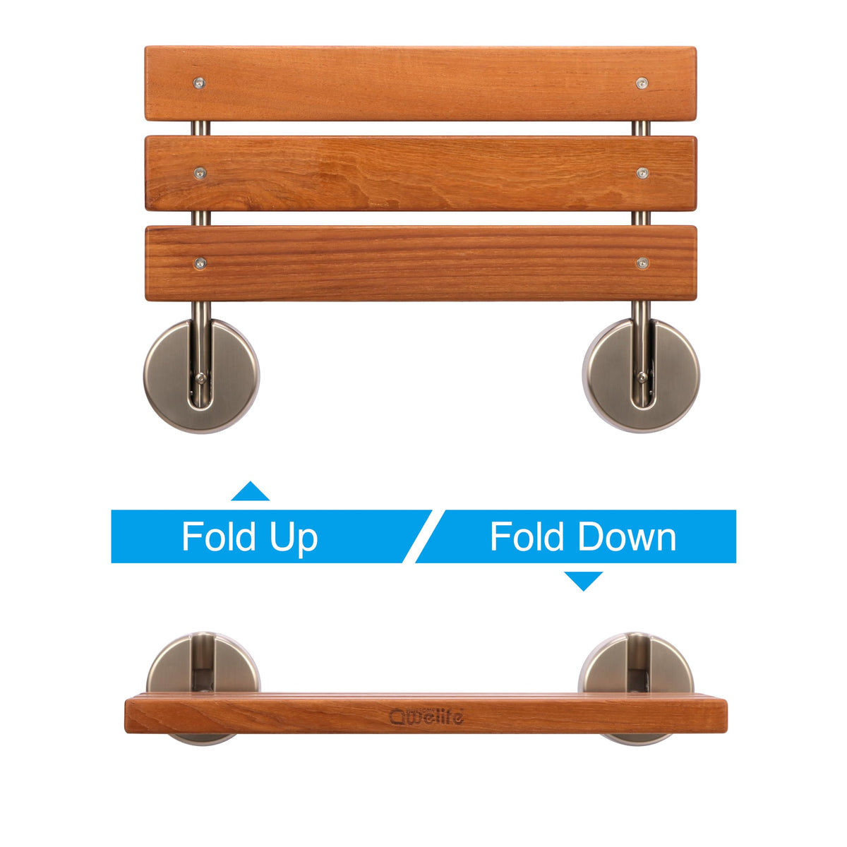 20" Teak Folding Shower Seat Wall Mount W722345