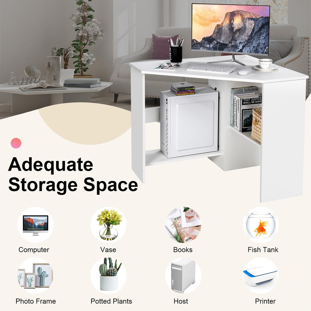 White Compact Corner Desk S76106