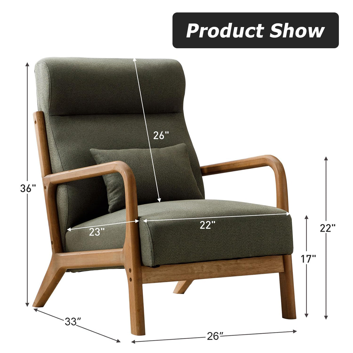 Green Mid Century Modern Accent Chair Set of 2 E201