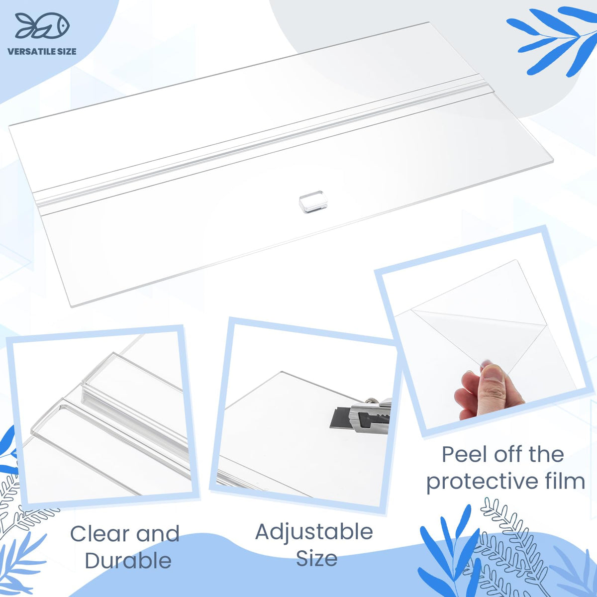 Clear Acrylic Aquarium Canopy Set 19.37 x 9.37 x 0.28 Inch L121
