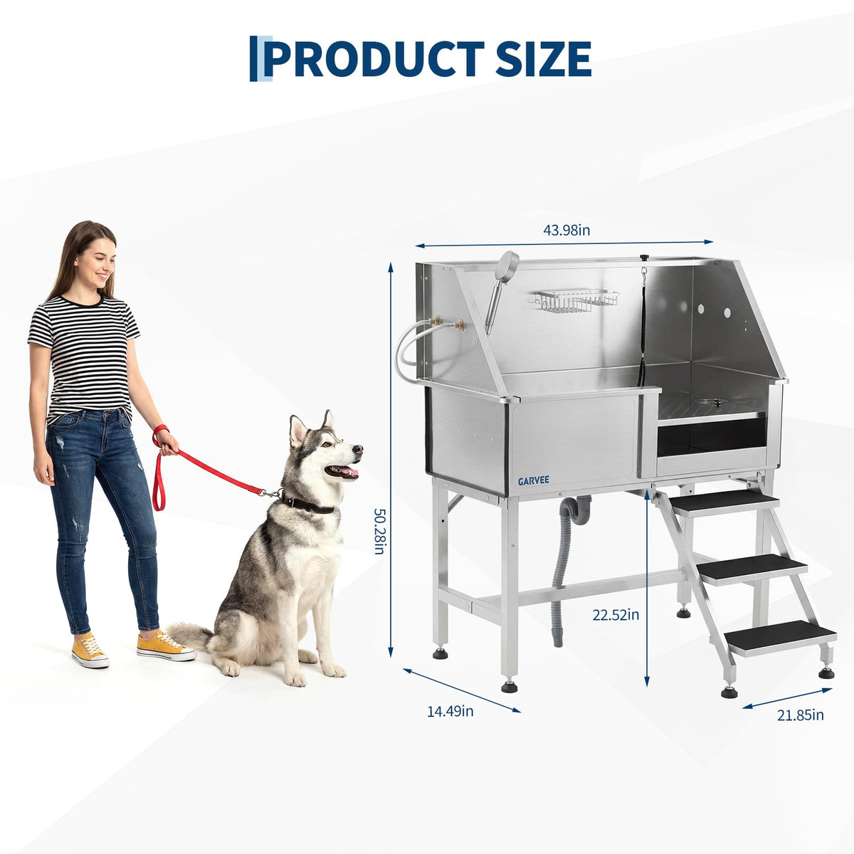 46 Inch Stainless Steel Dog Grooming Tub O51651