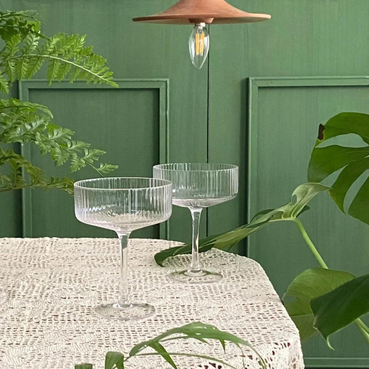 Martini Glasses set of 8, 10 oz Ribbed Coupe Glasses F64714