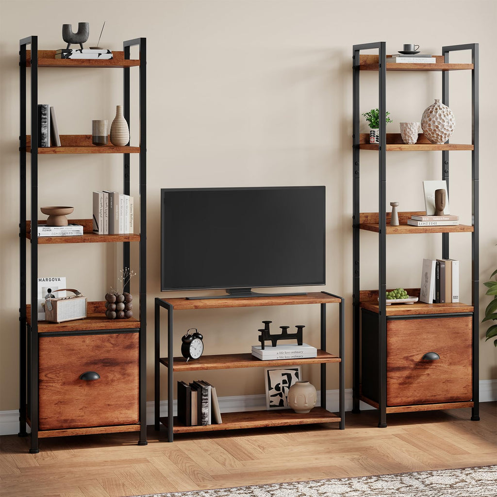 5 Tier Bookshelf with Fabric Drawer O995